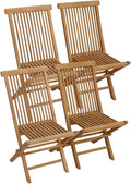 Ensemble de 4 chaises pliantes en teck pour jardin - Modèle Lombok