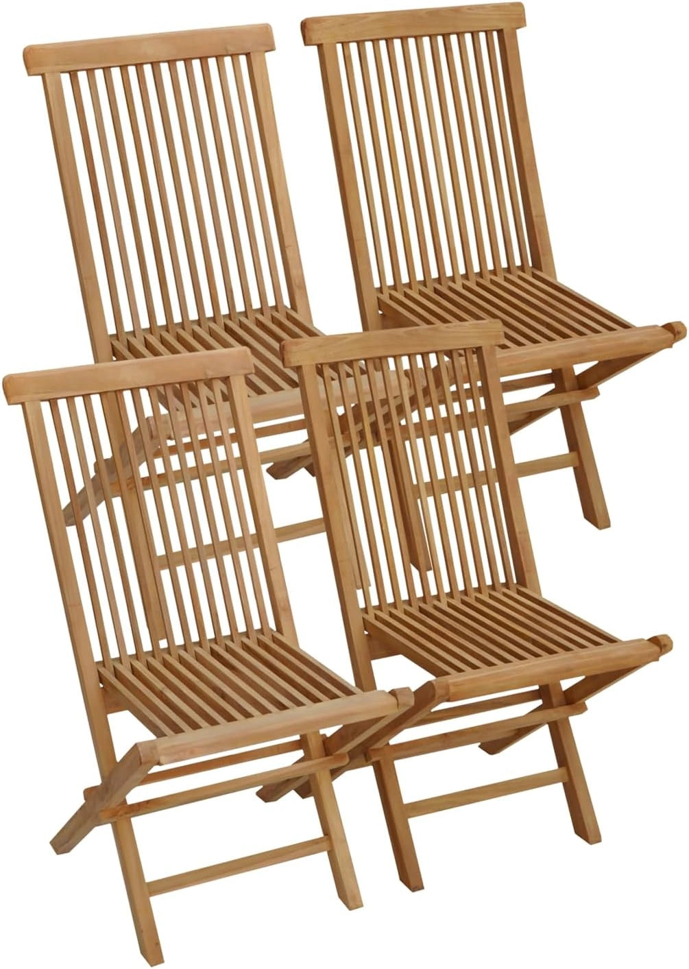 Ensemble de 4 chaises pliantes en teck pour jardin - Modèle Lombok