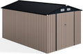 Abri de Jardin Métal 3.5x2.2m avec Porte, Toit Incliné et Fenêtre de Ventilation