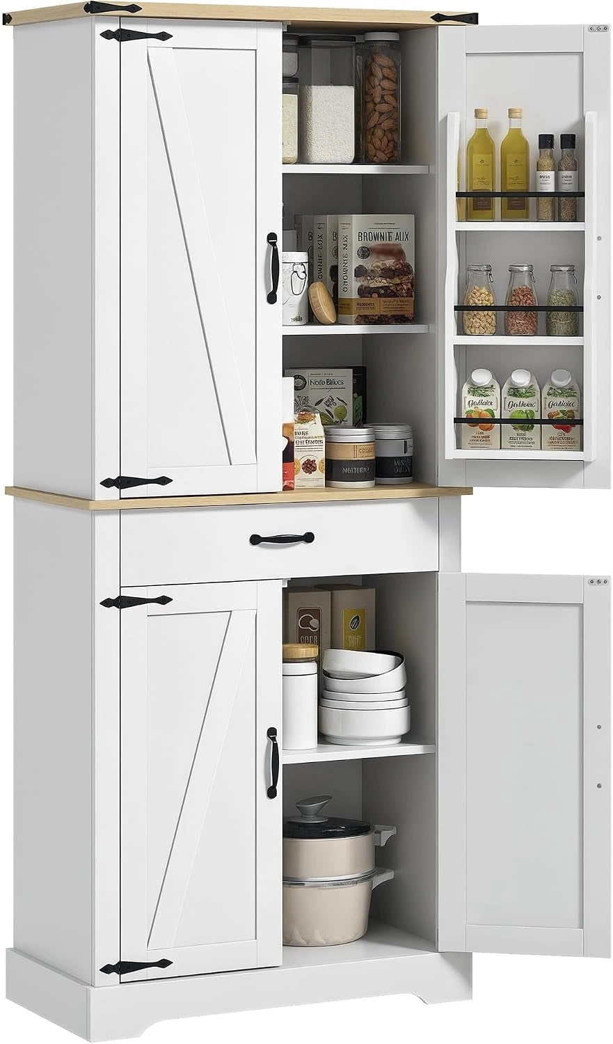 Buffet de Cuisine HOMCOM avec Rangement à 6 Étagères et 1 Tiroir, Blanc