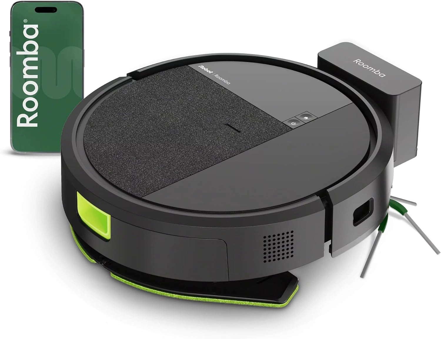iRobot Roomba 115 Combo - Aspirateur Robot 2en1 avec Lavage - 15KPa Puissance - Brosse Latérale - Navigation LiDAR - Couleur Noire