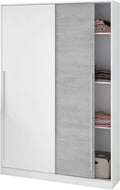Armoire Indira 2 Portes Coulissantes avec Étagères et Tringle 200x120x50 cm Blanc et Ciment