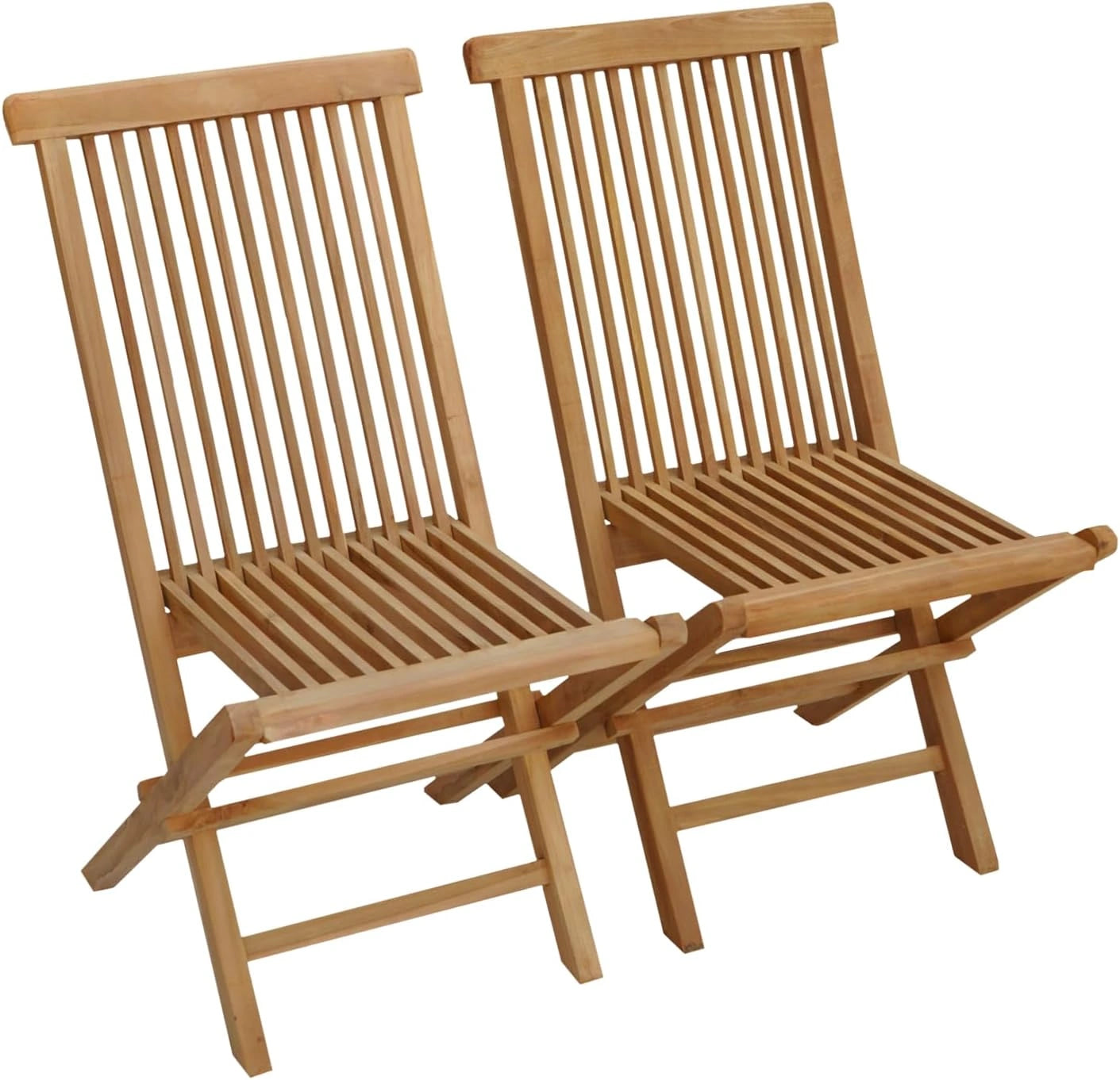 Ensemble de 2 chaises de jardin pliables en teck Lombok - Happy Garden