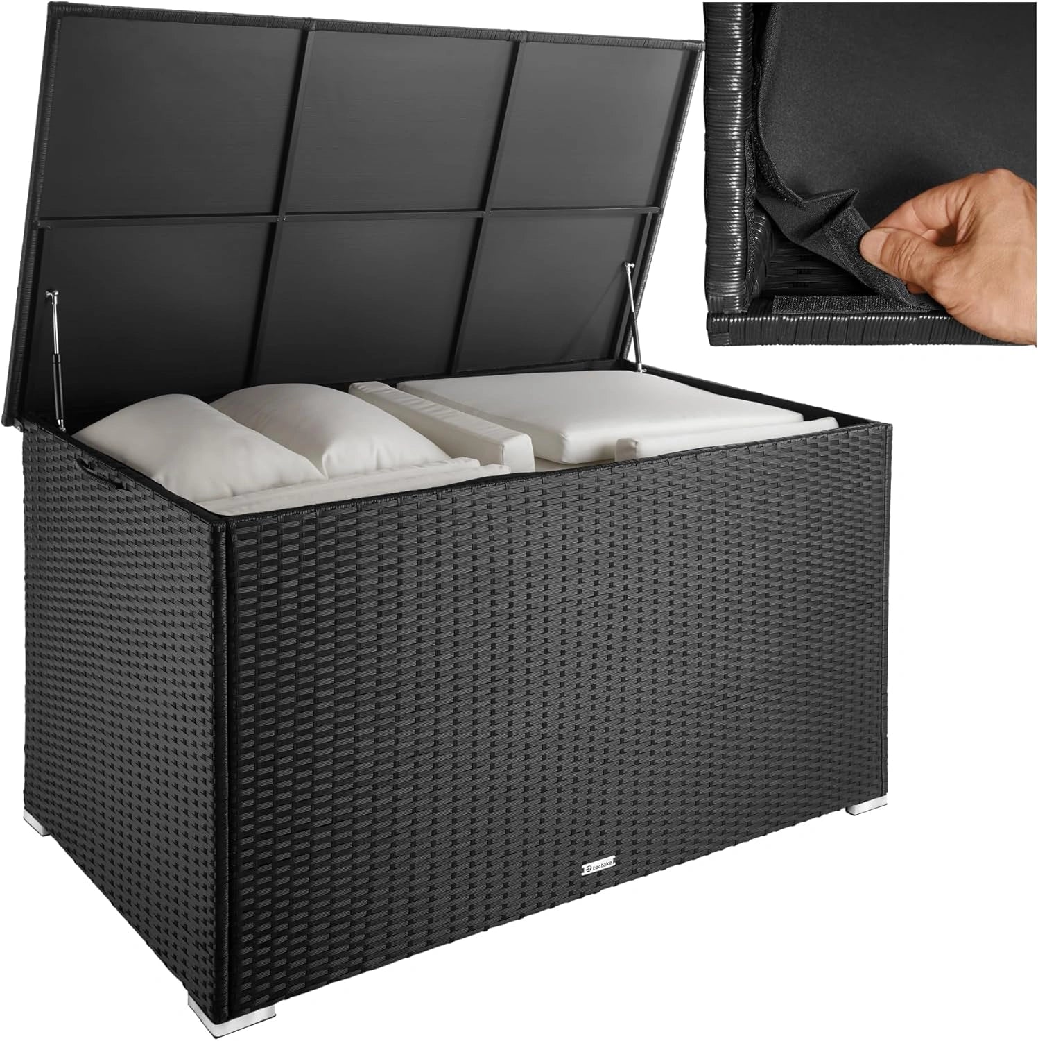 Coffre de Jardin Extérieur 750L en Polyrotin et Aluminium avec Couvercle Rabattable