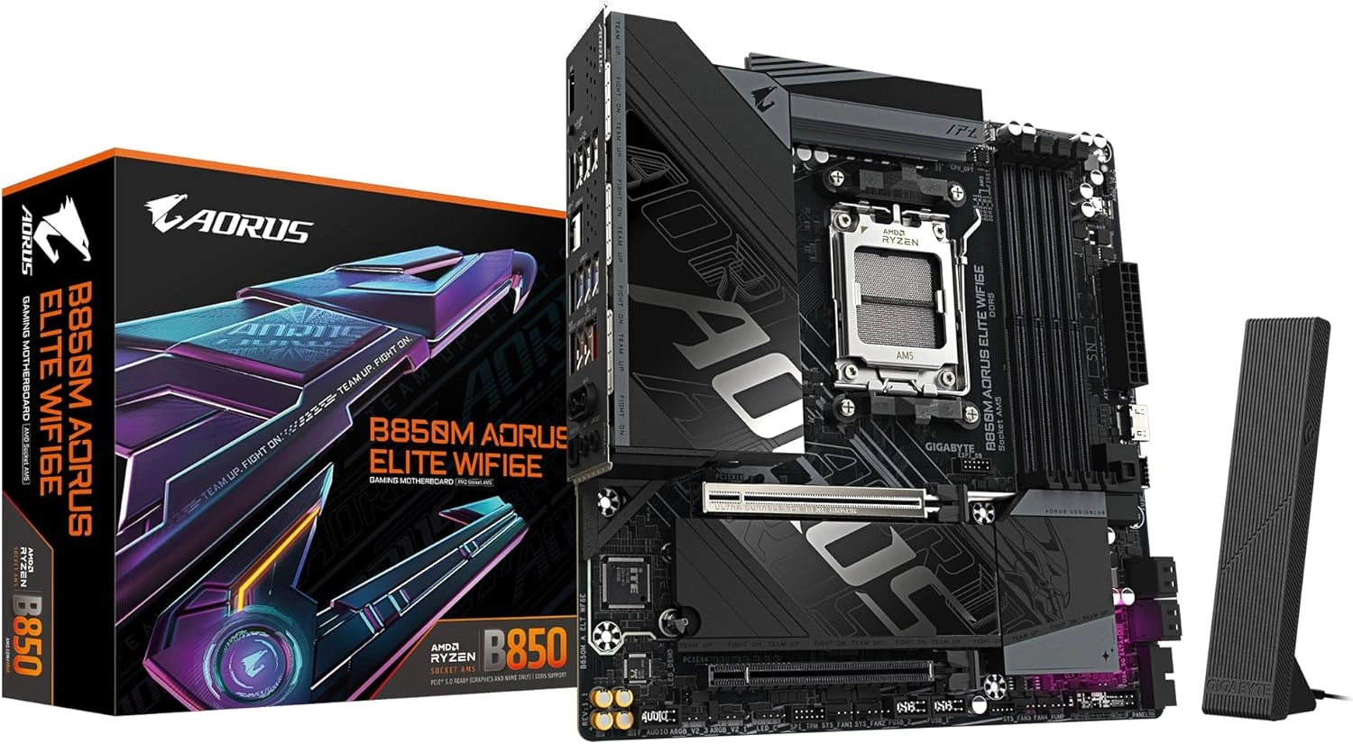 Carte mère GIGABYTE B850M AORUS Elite, compatible AMD Ryzen série 9000, DDR5 8200 MHz, Wi-Fi 6E, LAN 2.5 GbE