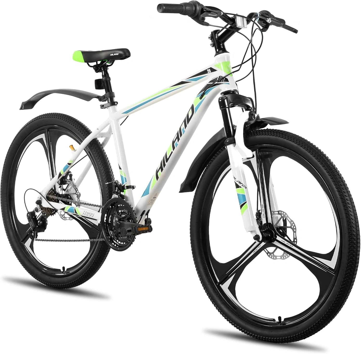 VTT Adulte HILAND 26 Pouces, 18 Vitesses, Frein à Disque Double, Cadre Aluminium, Mixte, Couleurs Variées