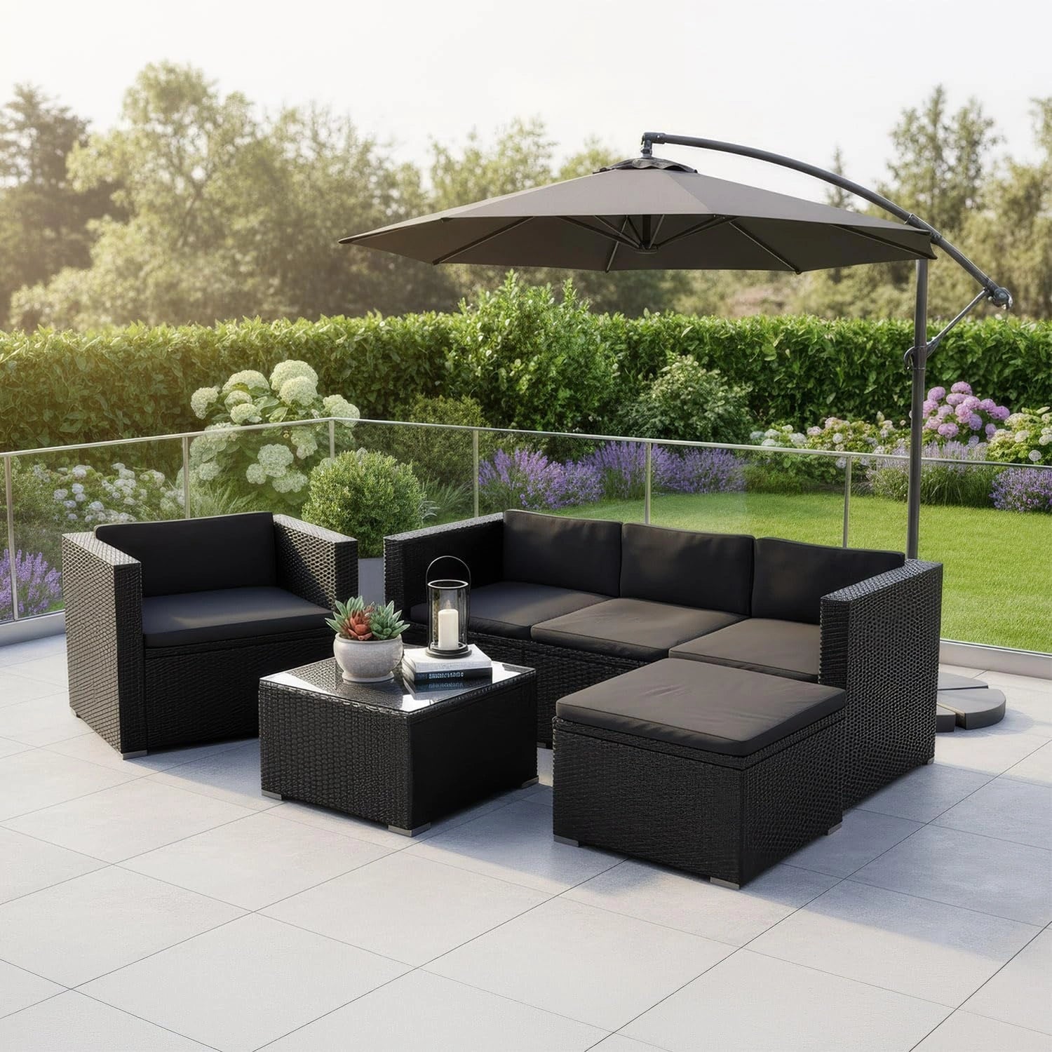 Ensemble de Jardin Punta Cana en Résine Tressée - 5 Pièces pour 4-5 Personnes