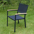 Fauteuil de Jardin en Aluminium et Textilène Noir - Modèle Casablanca