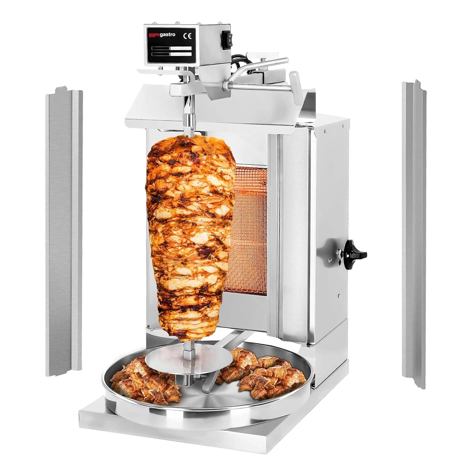 Grill Gyros à Gaz Professionnel - 1 Brûleur - 3,25kW - Capacité 5kg - Avec Broche et Volets