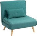 Fauteuil Convertible HOMCOM 3-en-1 Vert avec Dossier Réglable et Oreiller