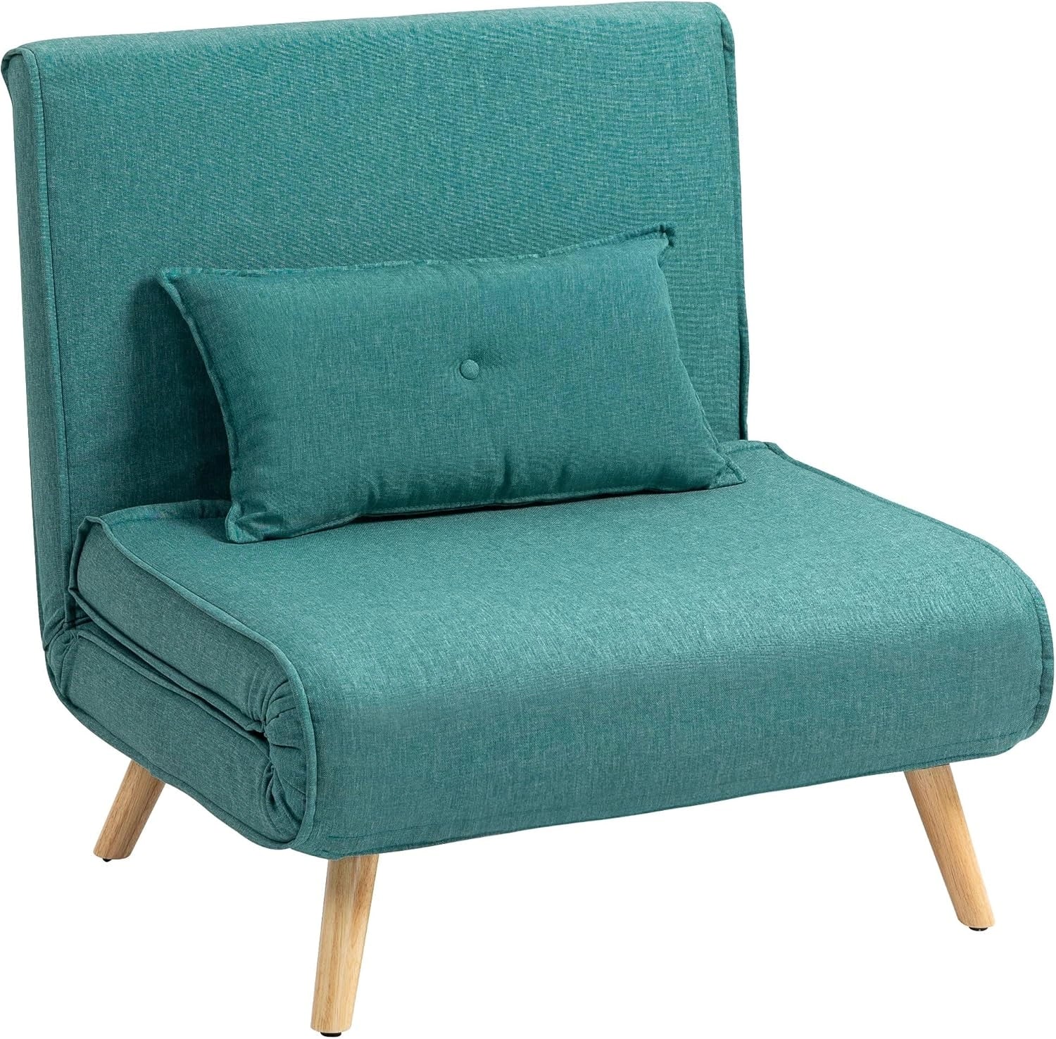 Fauteuil Convertible HOMCOM 3-en-1 Vert avec Dossier Réglable et Oreiller