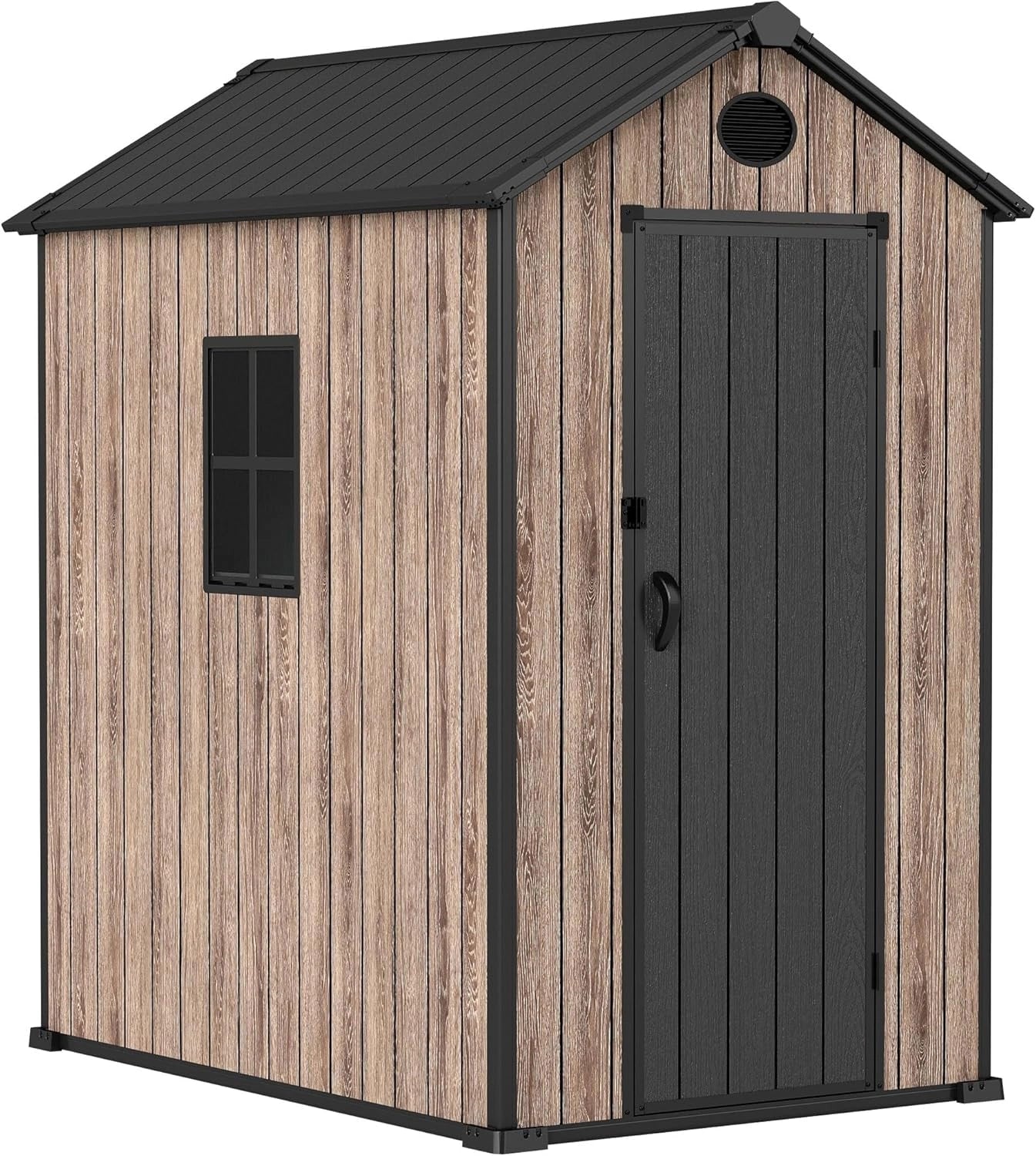Abri de Jardin en Résine 2,7 m² avec Sol et Fenêtre, Effet Bois Premium, Protection UV