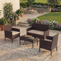 Ensemble de Jardin en Rotin pour 4 Personnes, Marron