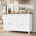 Buffet Blanc 140 cm avec Tiroirs et Portes, Rangement de Cuisine et Salon avec Étagères Ajustables